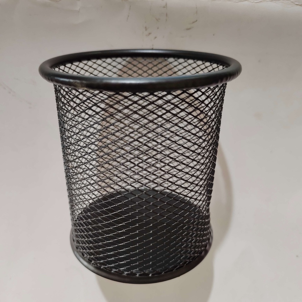 

tempat pensil meja bulat hitam stainless, round black pencil cup