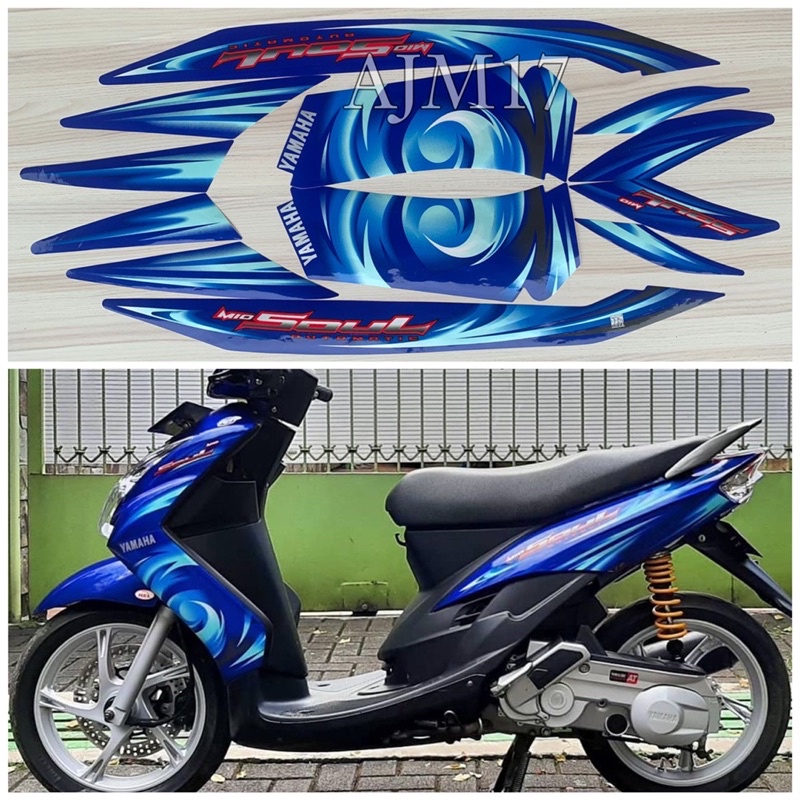 STIKER STRIPING MIO SOUL 2007 BIRU