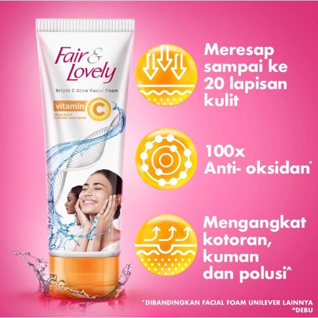 FAIR &amp; LOVELY  Bright C Glow Facial Foam  VITAMIN C 100ML