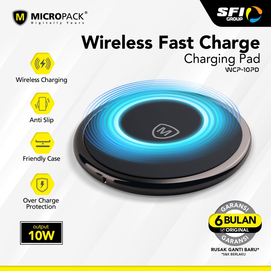 Micropack Fast Charging Wireless Charger Pad with USB-C PD Input WCP-10PD