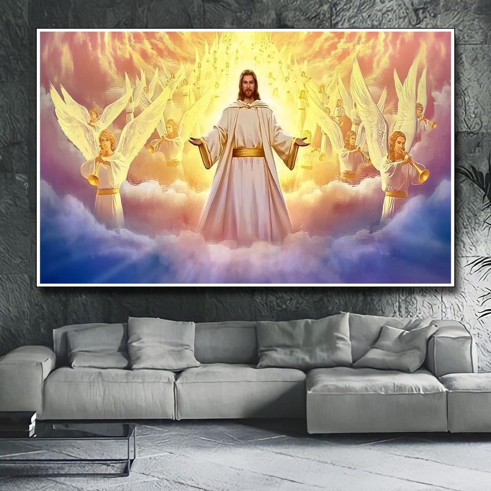Hiasan Dinding Poster Gambar Tuhan Yesus  Xtra Jumbo Besar Best seller Ukuran 100x70cm 150x100cm 200