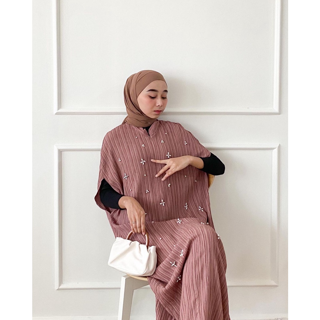 GROSIR  R43 || Grosir Gamis Pesta Chiffon Premium ARA (4pc) - Kaftan Gamis Wanita - Kaftan Kondangan