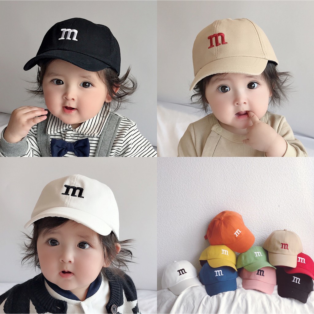 Topi Baseball Motif Bordir Huruf m Untuk Anak Laki-Laki / Perempuan 0-4 Tahun