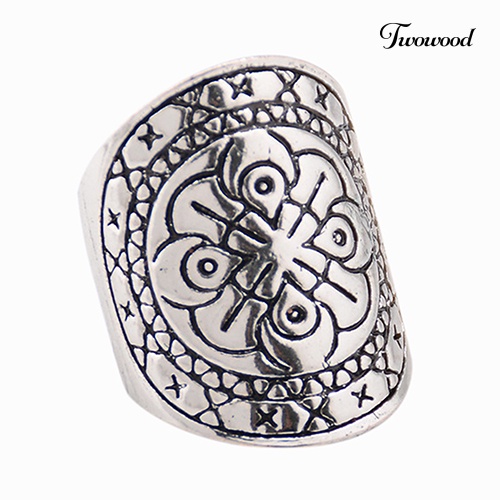 4pcs / Set Cincin Midi Lapis Silver Motif Ukir Totem Gaya Bohemian Vintage Etnik