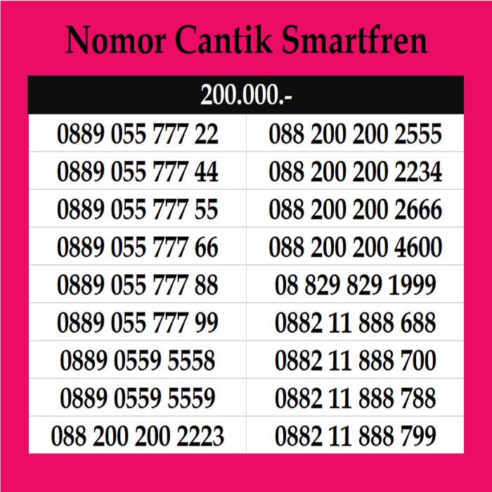 Nomor Cantik Smartfren 4G LTE 11 &' 12 Digit Kartu Perdana Prabayar N