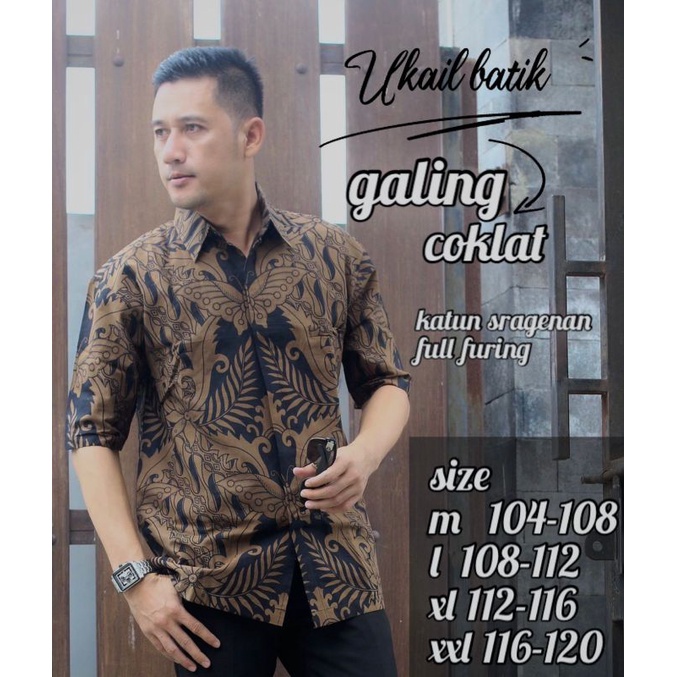 Kemeja Batik Pria Lengan Panjang Motif Galing  Lapis Furing Bahan Katun Halus Premium