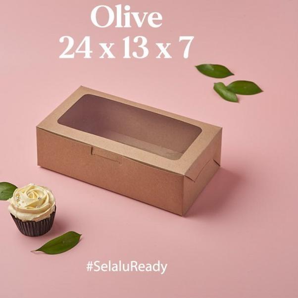 

[Digipack] Olive Brown Window Cake Box 24 x 13 x 7 | Kotak | Dus Kue