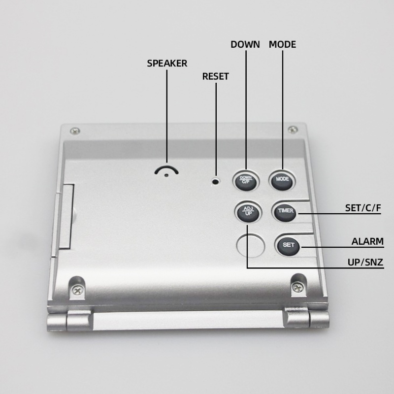 Jam Alarm Digital Lipat Dengan Layar LED LCD Besar + Termometer + Kalender Untuk Travel