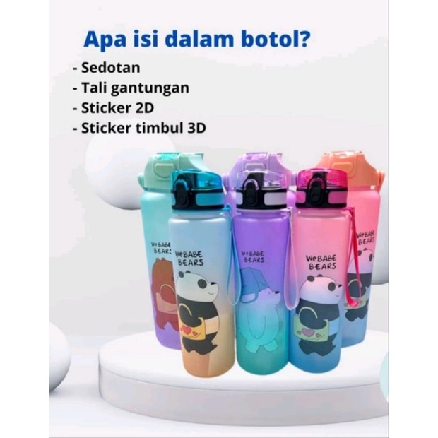 Jual Botol Minum Murah We Bare Bears Viral Gradasi Liter Botol Minum Korea Motivasi Premium