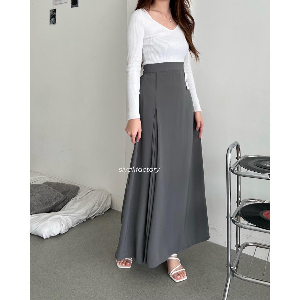 SIVALI Bailey Skirt 8862 | Polyester Skirt Anti Kusut - Midi Maxi Korean Loose Skirt - Rok Wanita