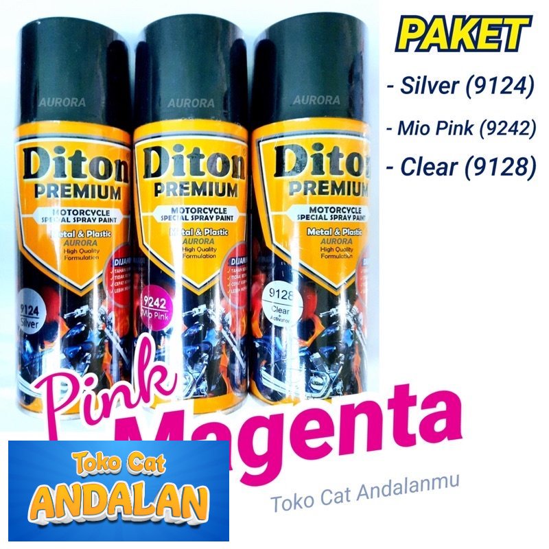 

PAKET Diton Premium Mio Pink 9242 + Silver 9124 + Clear 9128 Cat Pilox Pilok Ping Magenta