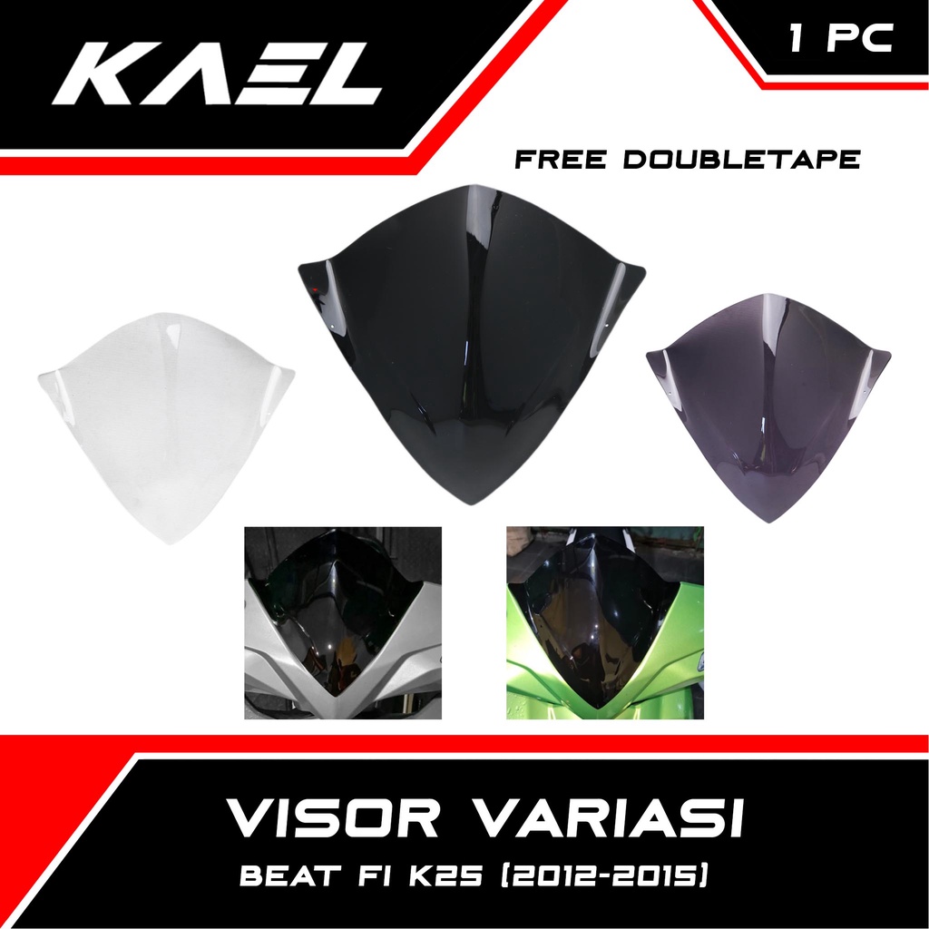 Visor Variasi Honda Beat FI Awal K25 2012-2015 Starter Kasar F1 Old-Lama Bening-Hitam-Smoke Winshield-Winsil-Winshild-Tameng Lama Wind Shield