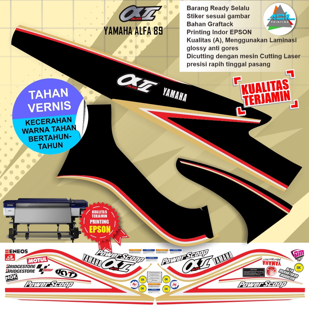 STRIFING YAMAHA ALFA 89 STIKER YAMAHA ALFA 89 LOGO YAMAHA ALFA 89