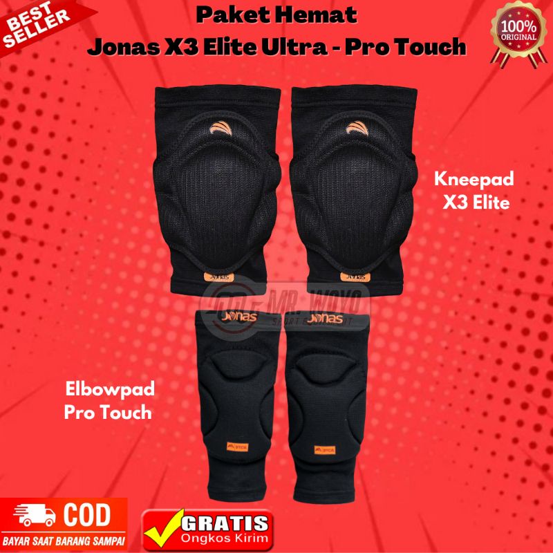 PAKET HEMAT KNEEPAD ELBOWPAD JONAS X3 ELITE ULTRA CRUSADE X1 X2 Deker Kiper Futsal