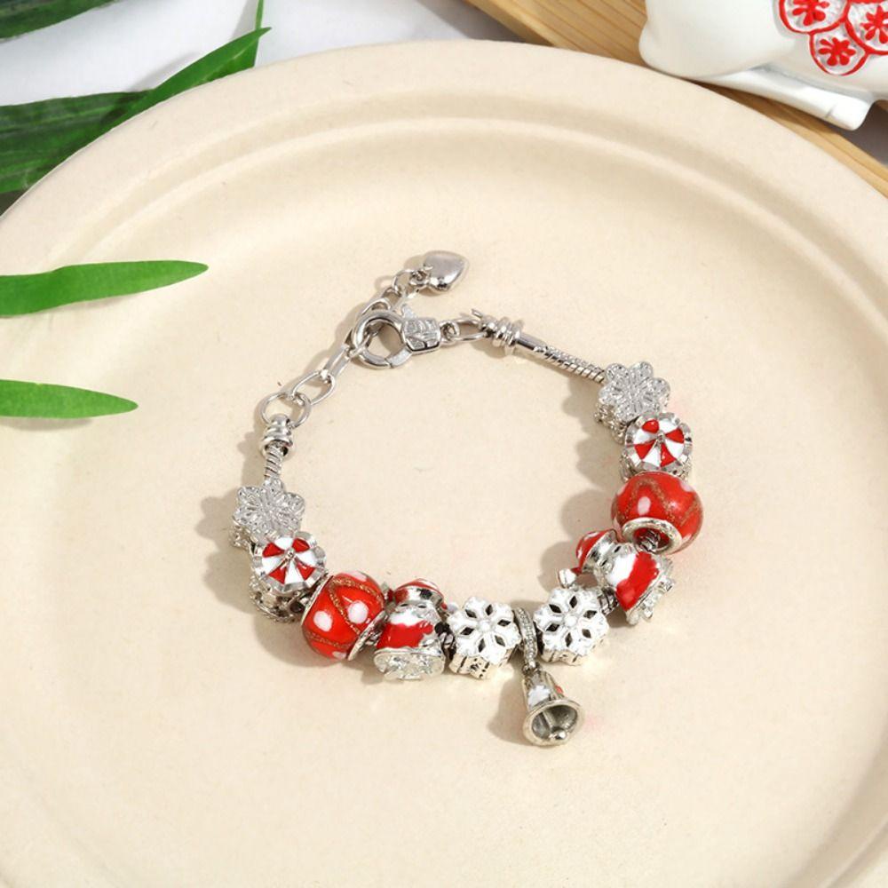 [Elegan] Gelang Natal Minoritas Unik Gaya Korea Tangan Cincin Mewah Merek Gadis Hadiah Santa Claus Elk Charms Beaded Jewelry