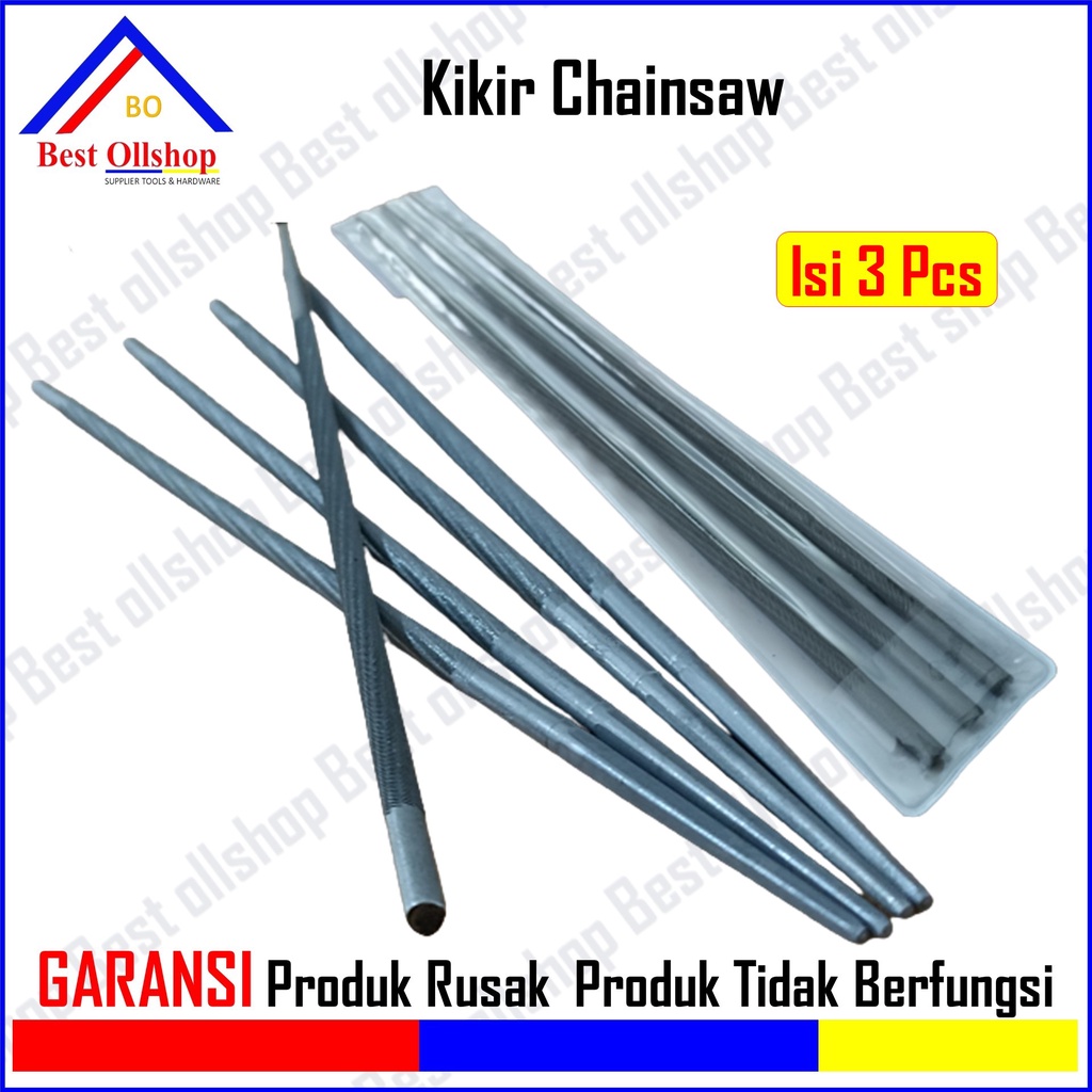 Kikir Bulat Rantai Chainsaw Files Senso Gergaji Mesin Saw Files 3/16&quot; 4.8 MM Isi 3 Pcs Murah