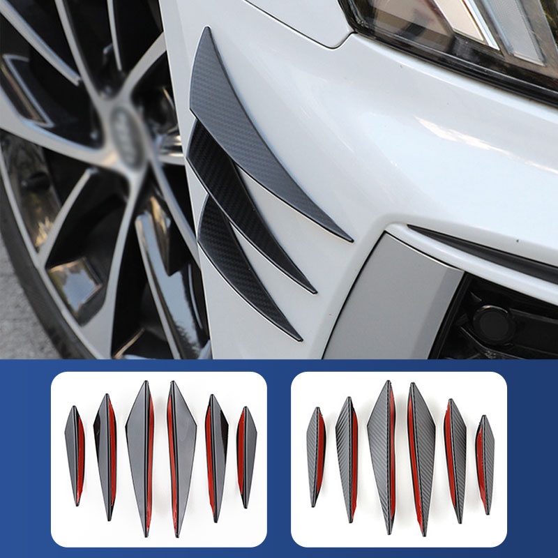 6 Pcs/set Universal Bumper Depan Bibir Diffuser Splitter Sirip Body Spoiler Mobil Tuning Canards Valence Chin untuk Deko