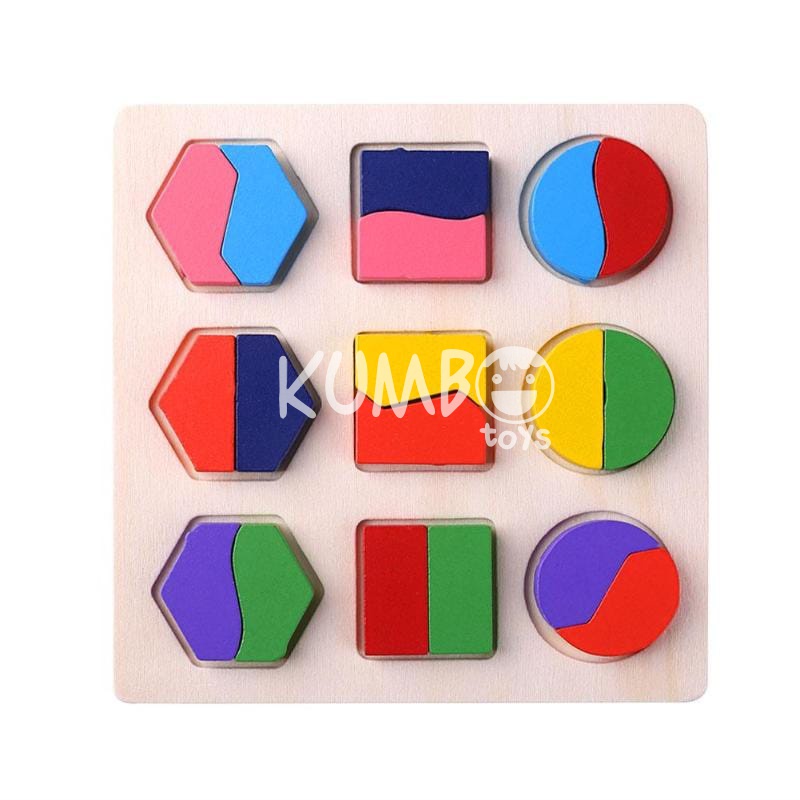 Mainan Edukasi Puzzle Kayu 3D Mencocokan Bentuk