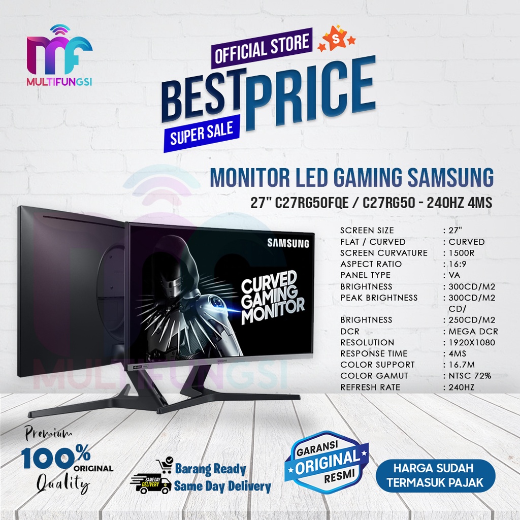 Monitor LED Gaming Samsung 27RG50 C27RG50 27&quot; 1920x1080 240Hz 4ms HDMI