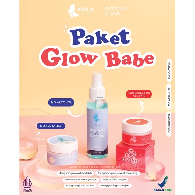 KAKHA BY ENHA GLOW BABE PAKET ( COCOK UNTUK SEMUA JENIS KULIT ) / BISA COD