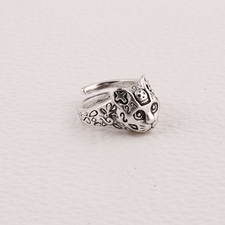 Cincin Model Terbuka Motif leopard Bahan alloy Gaya retro Korea Untuk Pria Dan Wanita