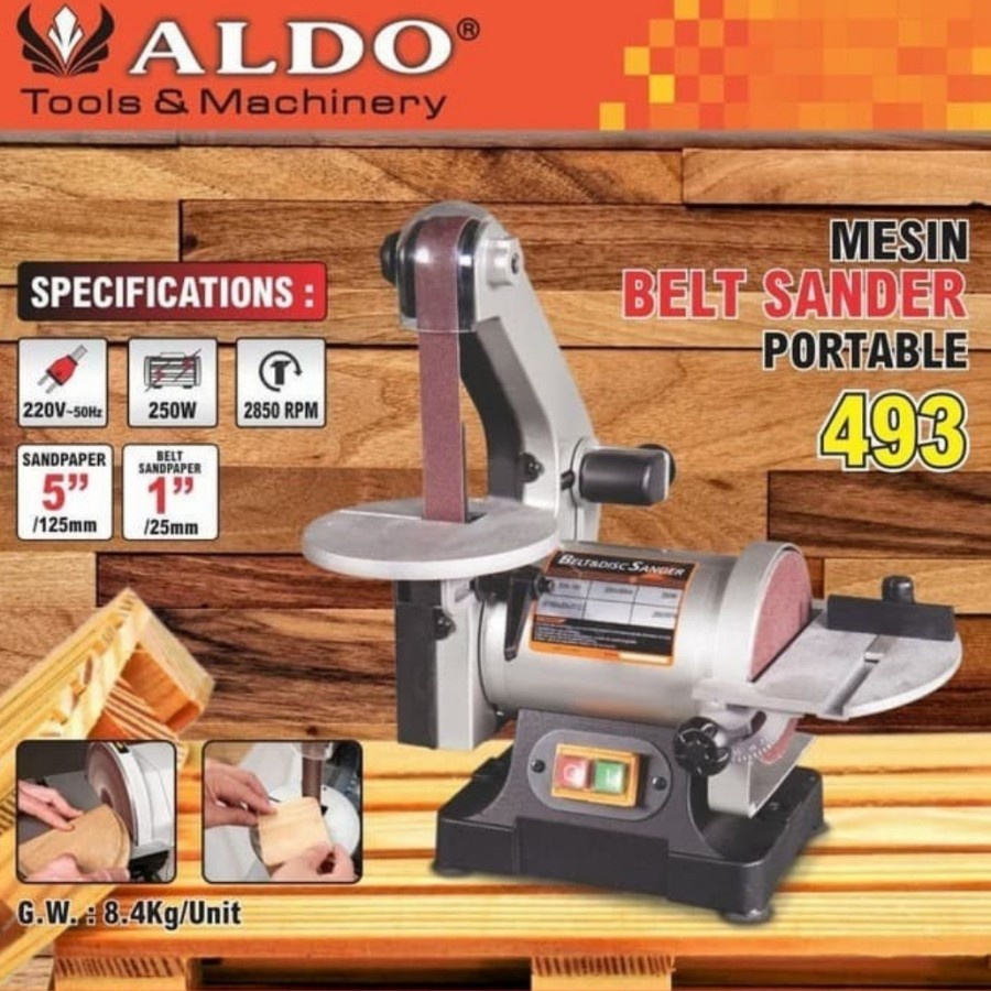 Aldo 493 Mesin Grinda Duduk Belt Sander Portable Bench Grinder