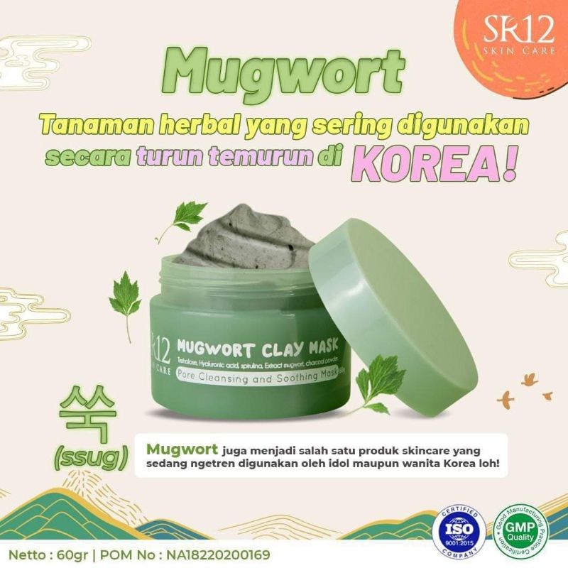 MUGWORT CLAY MASK SR12, MASKER ALA KOREA