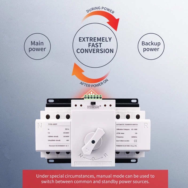Automatic Transfer Switch ATS 3P 63A 380V MCB Tipe Dual Power