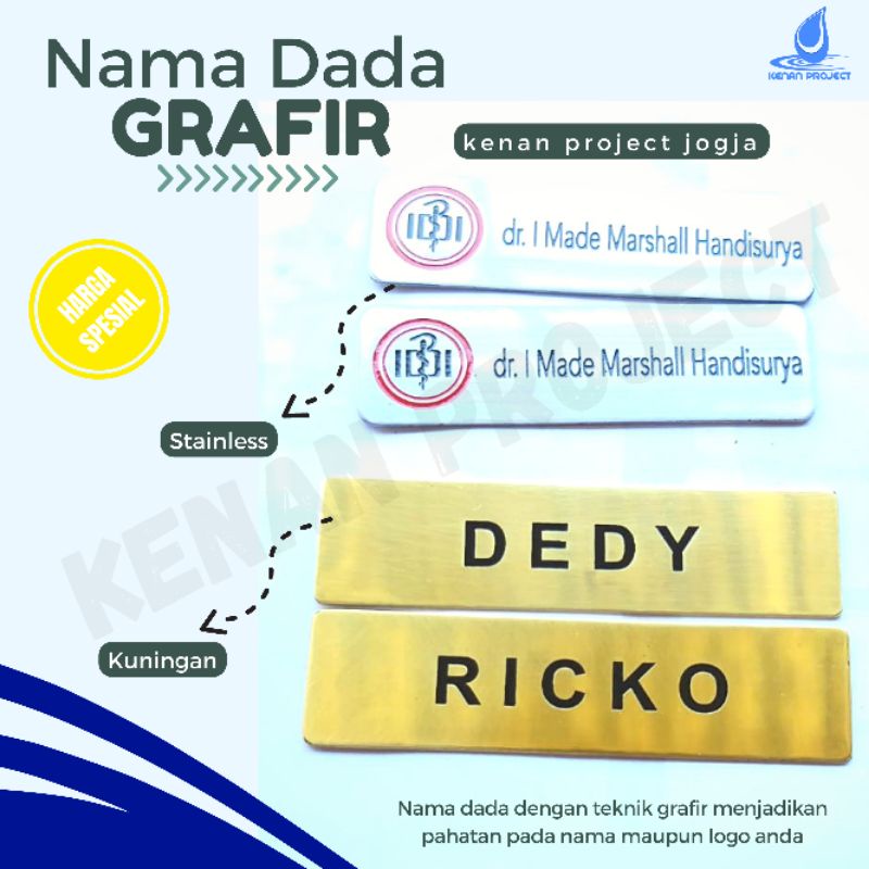 

Name Tag Grafir / Nama Dada Grafir / Nama Dada / Name Tag / Papan Nama / Nama Dada Resin / Nama Dada Stainless Kuningan Akrilik