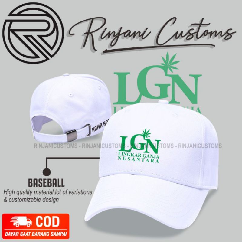 TOPI BASEBALL LGN TOPI LGN GRATIS NAMA-TOPI LINTING GANJA-TOPI 420