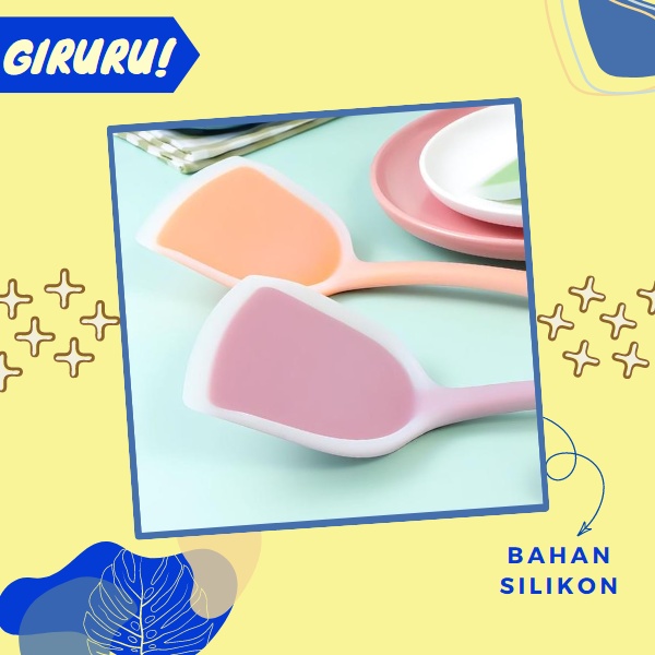 SUTIL SILIKON WHITE GRADATION TAHAN PANAS / SPATULA SILICONE TAHAN PANAS / Spatula teflon sodet silicone turner gagang silikon hitam Pembalik Makanan Panas Tidak Meleleh / Spatula Oseng Daging Sayur