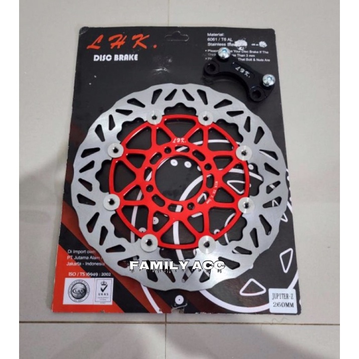 PIRINGAN CAKRAM DEPAN BESAR FLOATING PLUS BREKET 260MM CNC JUPITER Z / VEGA ZR/RR / FIZR LHK CNC