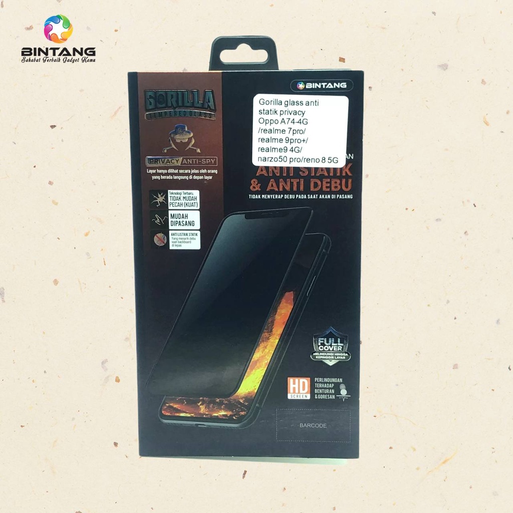 ANTI GORES GORILLA GLASS ANTI STATIK PRIVACY OPPO RENO 6 4G 56Z R7Z RN74