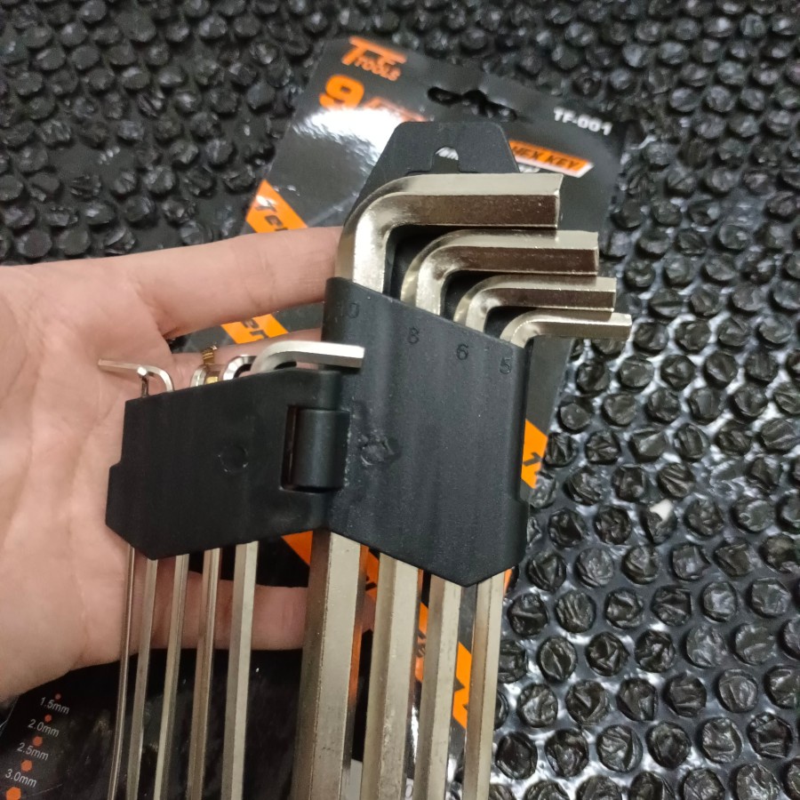 Kunci L panjang polos set isi 9pcs/kunci L polos hex 9 pcs, 9 ukuran