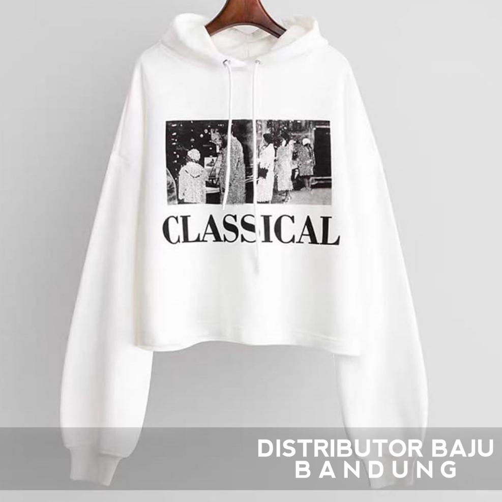 PROMO MURAH Hoodie Crop Wanita Classical | Korean Style | Baju Wanita | Bahan Fleece | Allsize ^ 881
