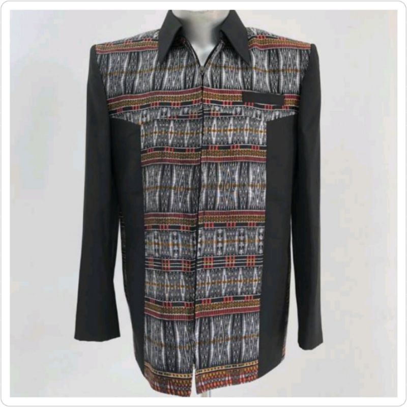 Jas Semi Jaket Pria / Jas jaket motif ulos sumatera sadum akola