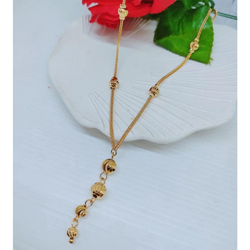 Kalung Xuping Biji Bola Lapis Emas 24k Perhiasan Fashion W34/35/36 (Panjang 60-70CM)