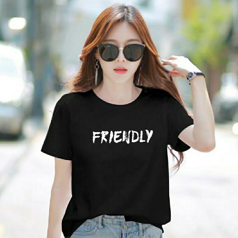 Kaos Wanita Distro FRIENDLY Kaos Oblong Wanita Lengan Pendek