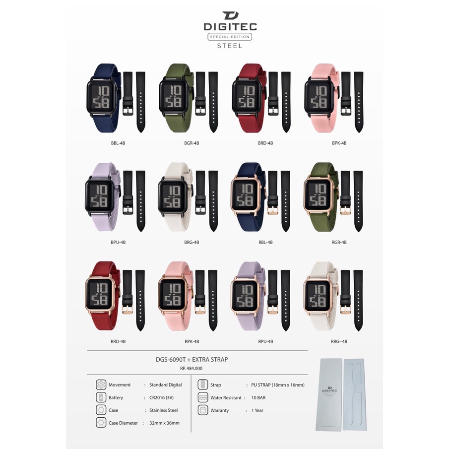 JAM TANGAN DIGITEC WANITA  6090/7126 ORIGINAL WATER RESISTANT DIAMETER 3.6CM||