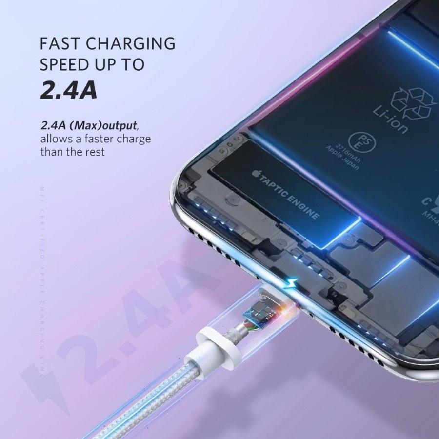 UGREEN Kabel Data Lightning Fast Charging MFI USB-A