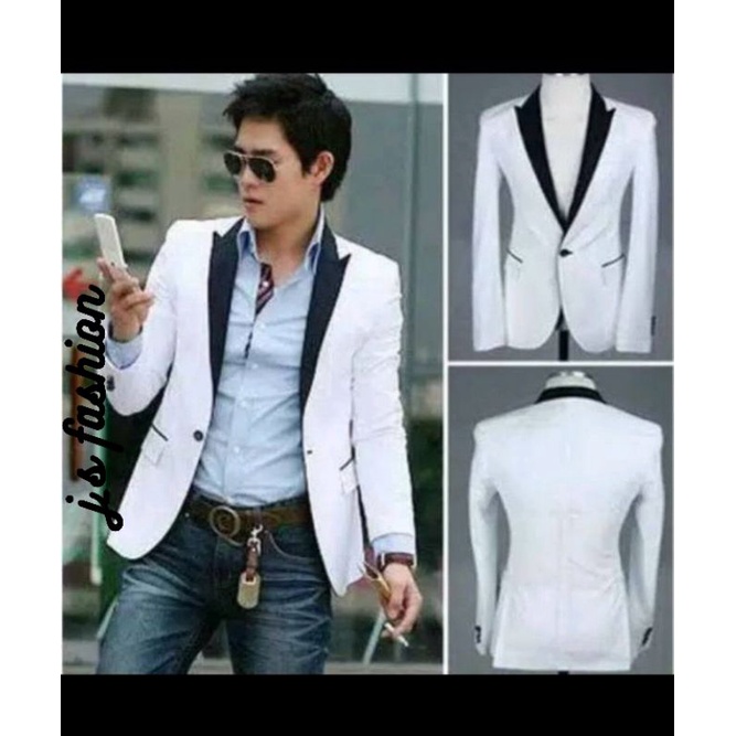 jas pria putih/blazer kerja/jas keren pria