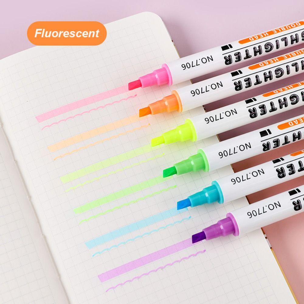 Nanas 6warna /set Stabilo Siswa Hadiah DIY Fluorescent Pen Kreatif Alat Tulis Spidol Warna