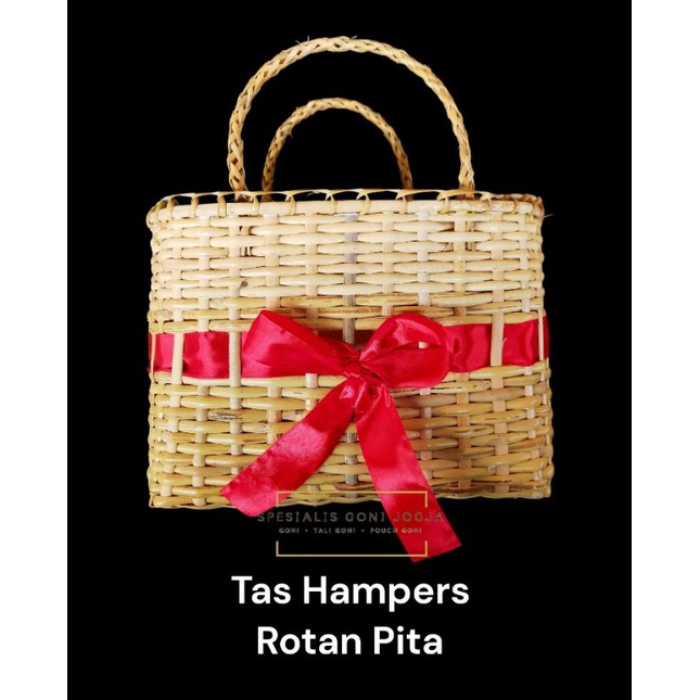 Tas Hampers Rotan Pita/Tas Wanita/Tas Mukena/Keranjang Piknik