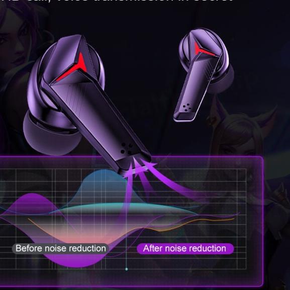 T33 Wireless Bluetooth 5.1 Earphone Gaming Headset TWS Bass Stereo - Hitam