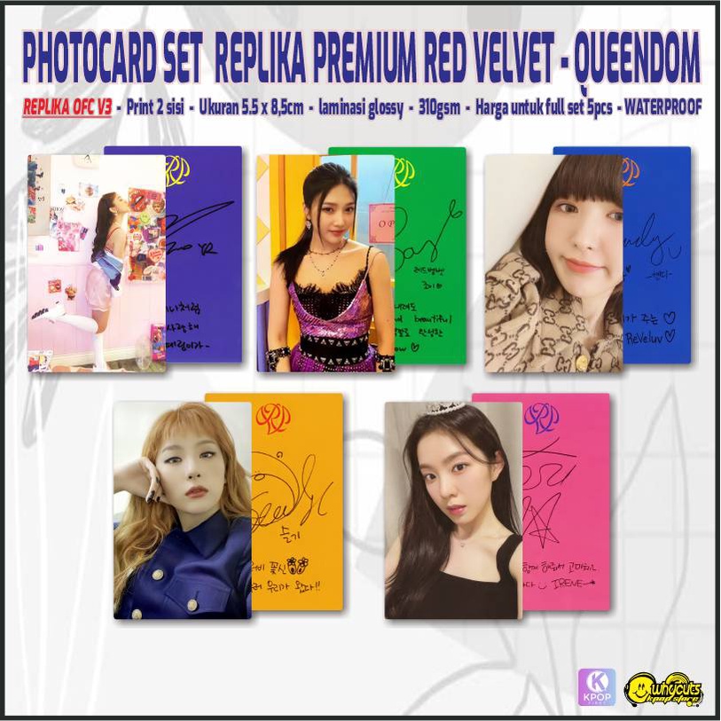 Photocard Set Premium Red Velvet Queendom / Print 2 sisi Full laminasi glossy / Anti air