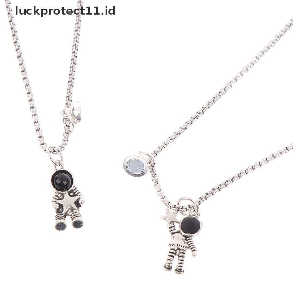 2pcs / Set Kalung Rantai Magnet Liontin Astronot Forever Untuk Pasangan