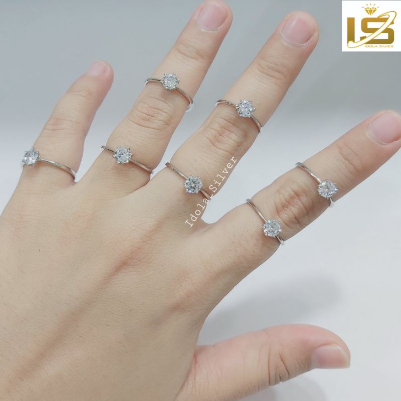 CINCIN PERAK ASLI SILVER 925 LAPIS EMAS PUTIH MODEL DESI PERMATA 1 POLOS - PERHIASAN PERAK WANITA ASLI