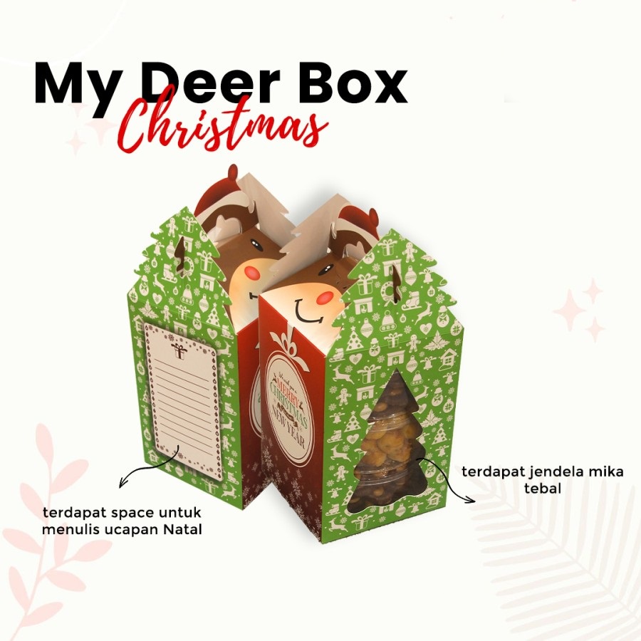 

Toples Box/Box Cookies uk 15x15x21 cm My Deer Box NCL / dus toples kotak toples Natal Christmas
