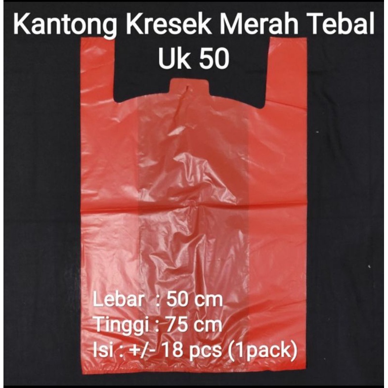 Kantong Kresek Merah Uk 50, Kresek Jumbo, Kantong Merah Besar