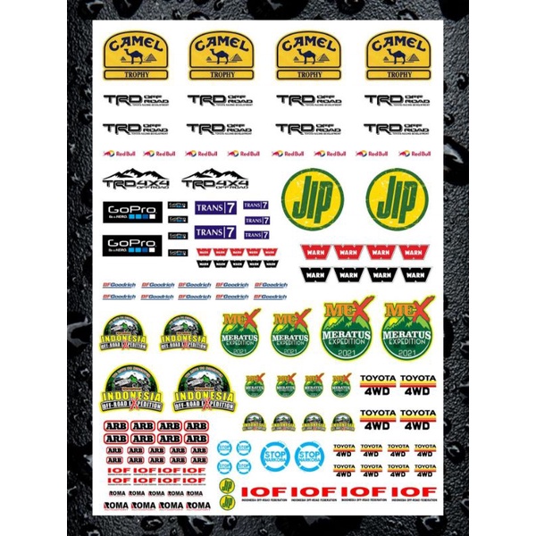 Stiker RC Adventure Offroad skala 1/12 dan 1/16 Bahan Vinyl Ukuran A4 Vol.1